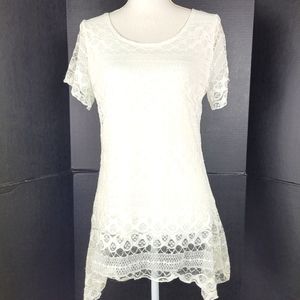 EUC! Shannon Ford New York A-Cut Lace Cover White Top